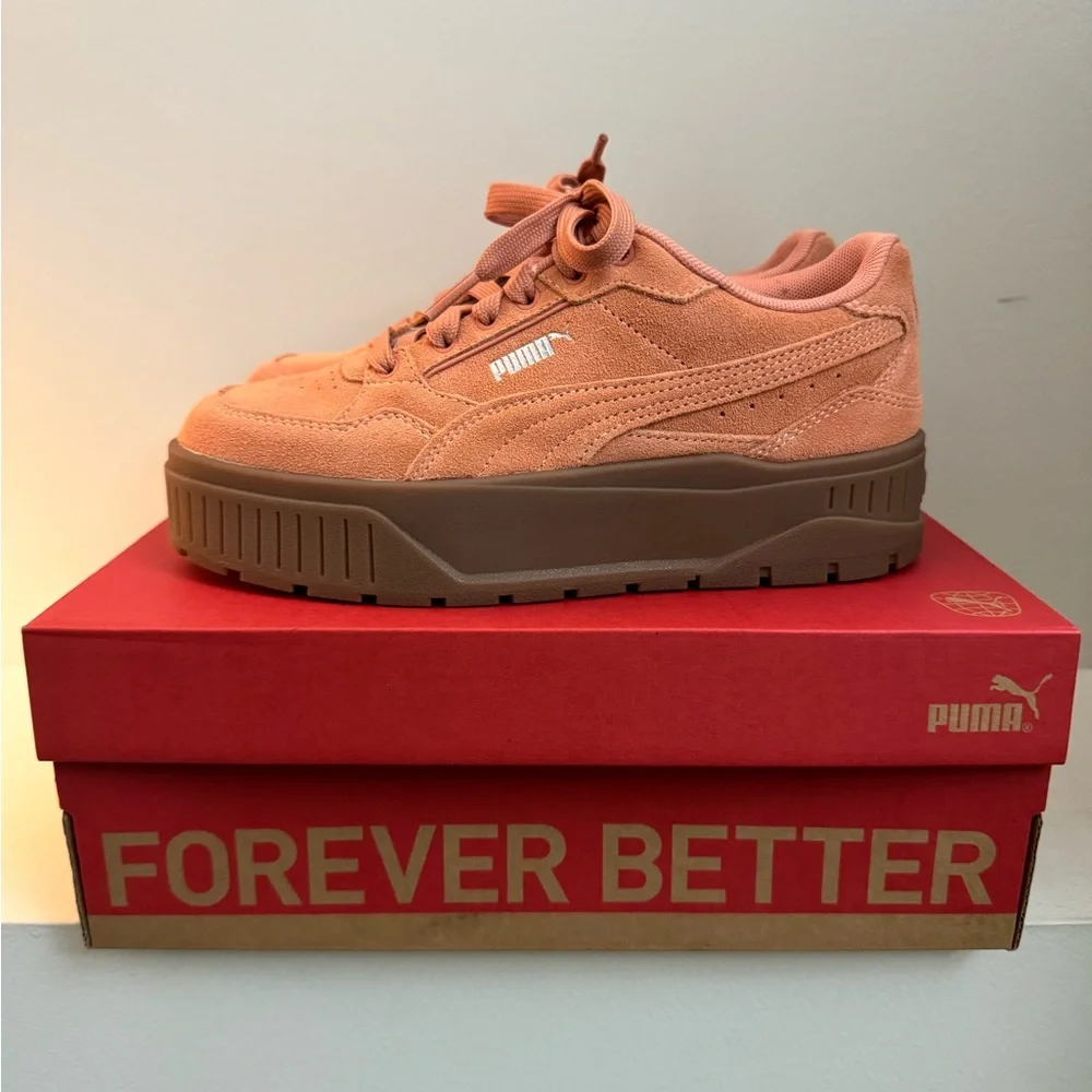 Puma Suede Platform Sneakers in Peach - Picture 1 of 3